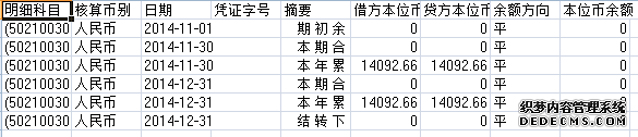 可园社区2014年11-12月收入支出明细帐