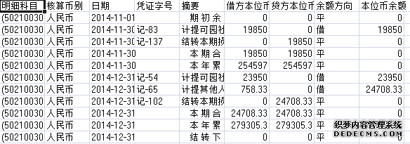 可园社区2014年11-12月收入支出明细帐